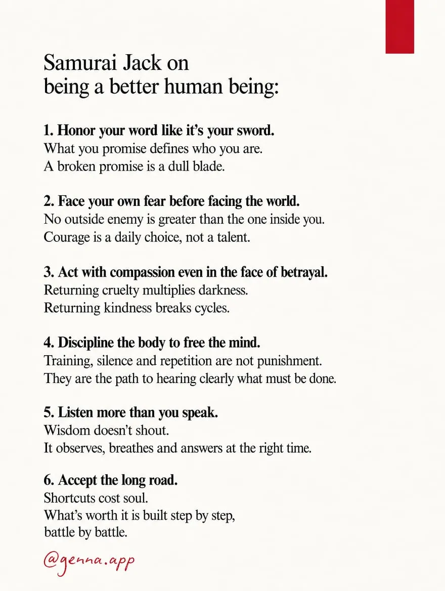 Samurai Jack on being a better human — slide 2 of 4